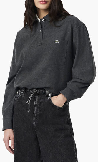 Oversized Polo Style Flannel Shirt
