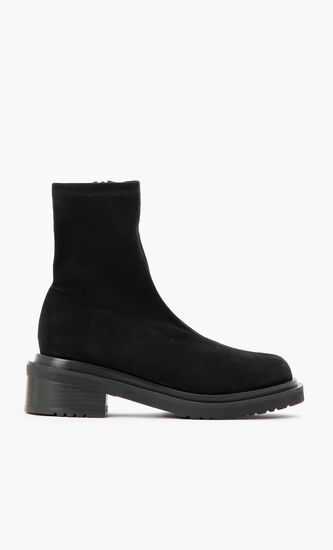 Zip-up Suede Boots