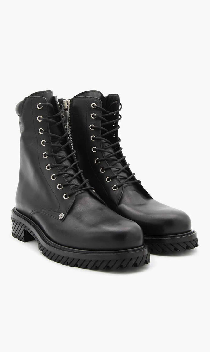 COMBAT LACE UP BOOT BLACK BLACK