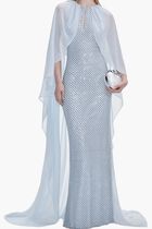 Rhinestone Cape Maxi Dress