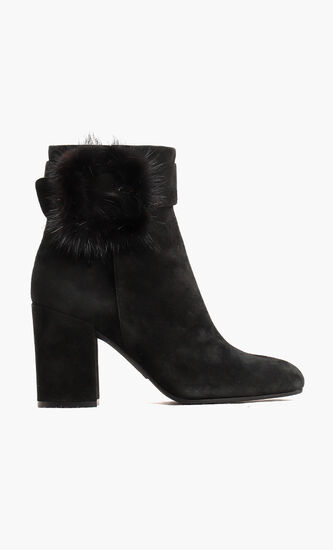 Suede Fur Buckle Ankle Boots