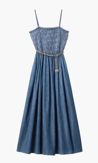 SMOCKED MIDI DRESS
