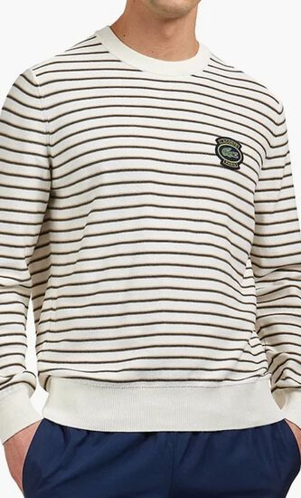 Classic Fit Striped Cotton Crew Neck Sweatshirt