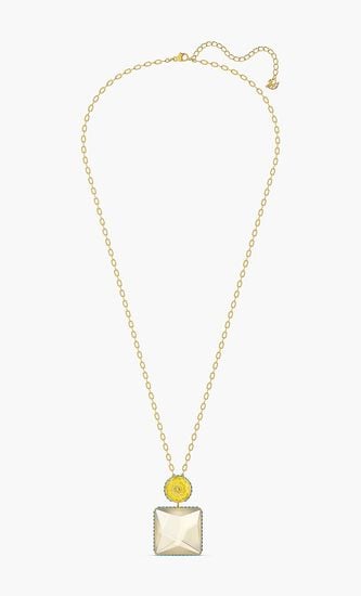 Orbita Necklace, Square Cut Crystal, Multicolored, Gold-Tone Plated