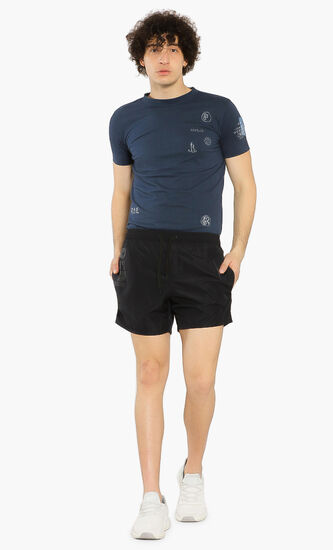 Solid Oversize Logo Swim Trunks
