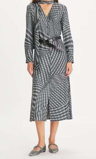 PRINTED BOW BLOUSE DRESS