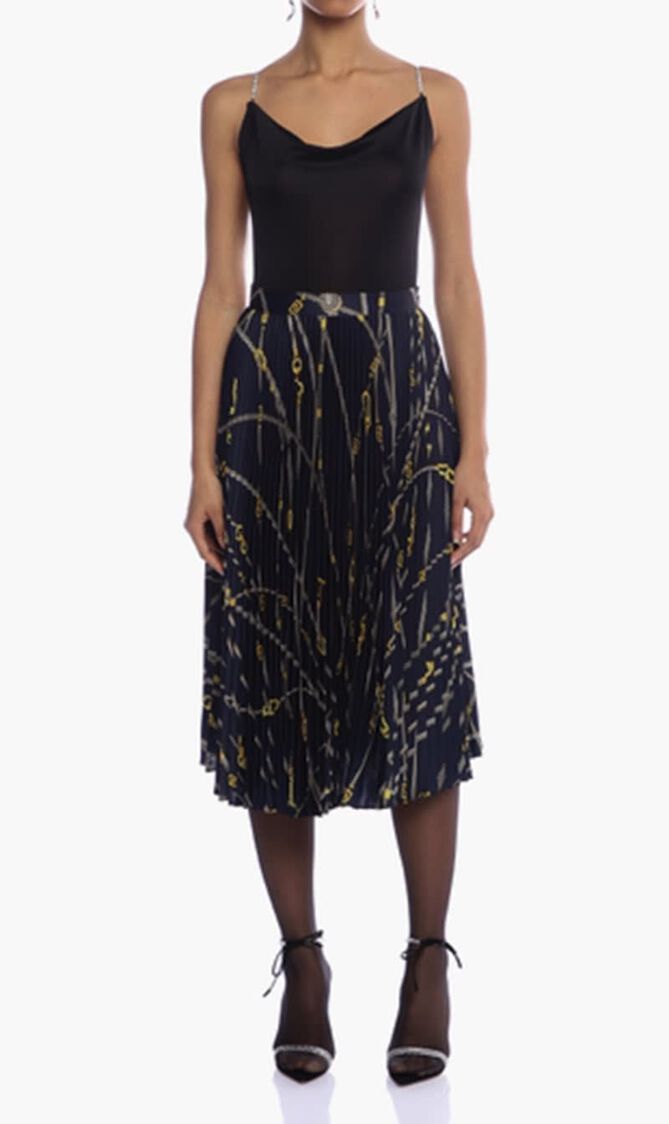 SKIRT TWILL POLY FABRIC WITH VERSACE ROPES PRINT