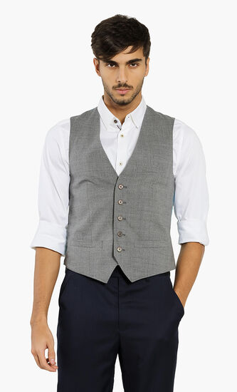 Modern Fit Debonair Semi Plain Waistcoat