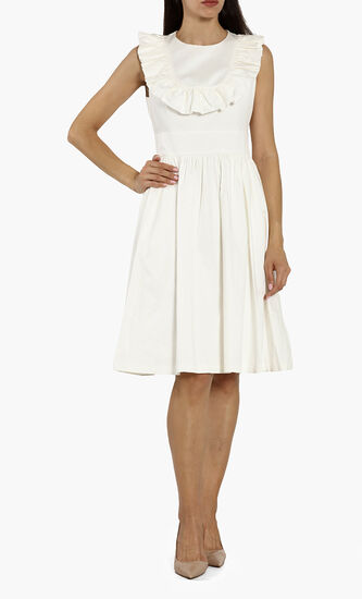 Awrah A-Line Ruffle Bib Midi Dress