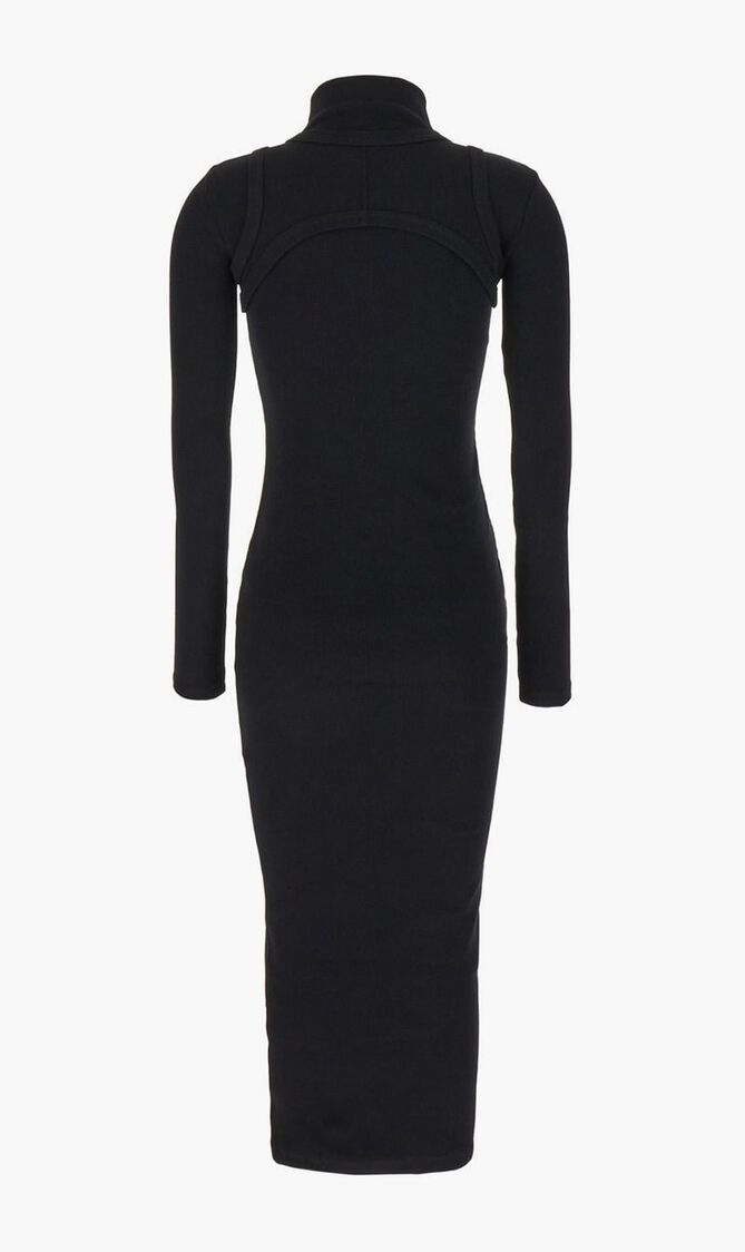 OFF STAMP RIB ROUND LONG DRES BLACK WHIT