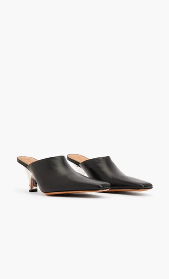Leather Sabot With Heel