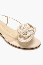 WRAP AROUND FLAT FLOWER SANDALS CROCHET CREAM