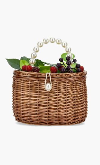 Fruity Flower Wicker Basket Handbag
