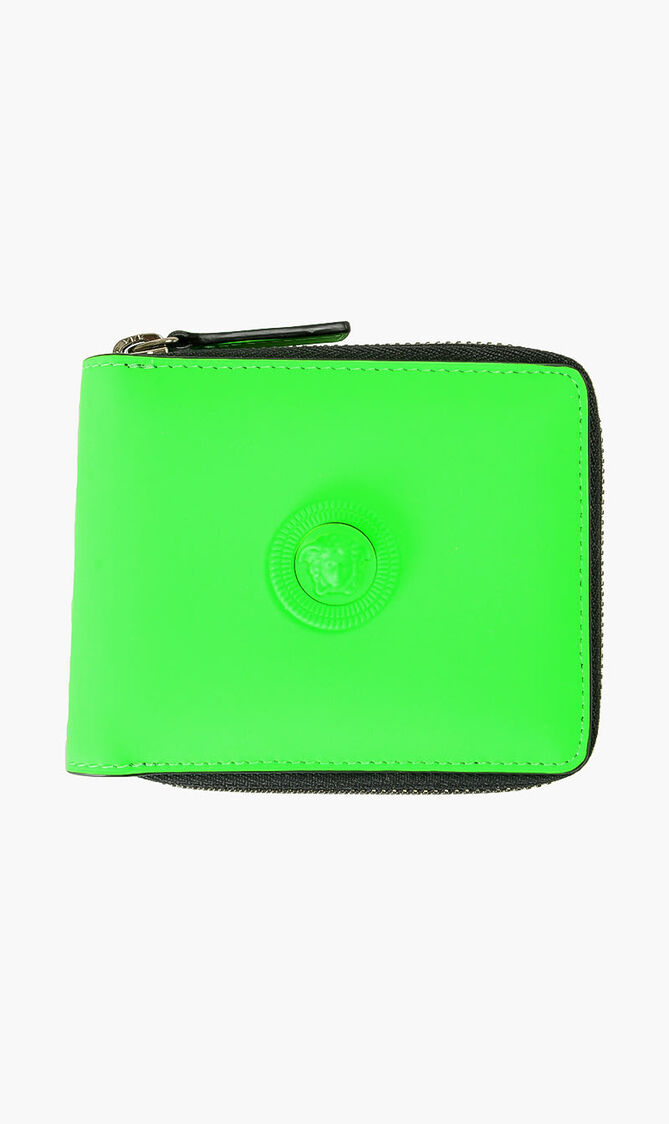 ZIPPED WALLET FLURO RUBBERIZED LTHR