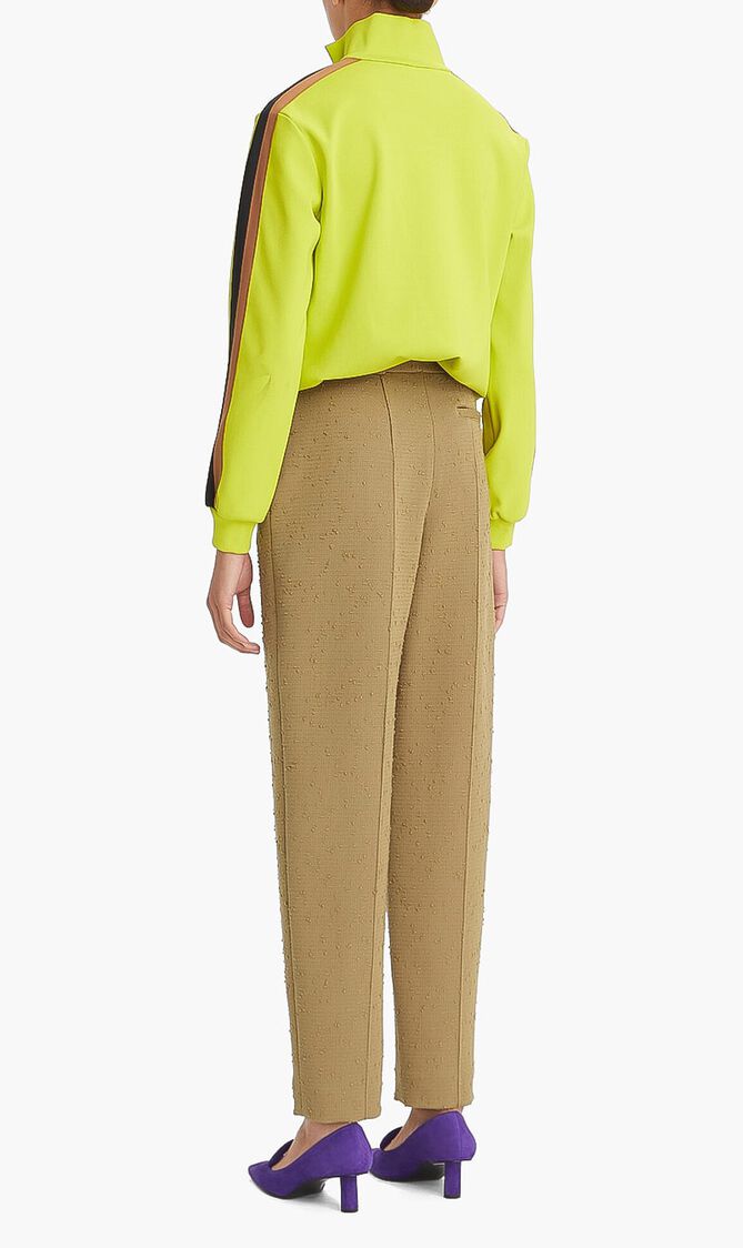 Pintuck tapered wool trousers