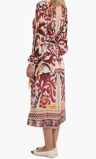 Toucans Scarf Cream Maxi Dress