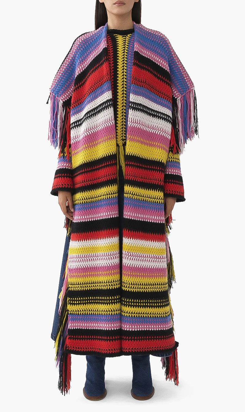 

Long Knit Shawl, Multi-color