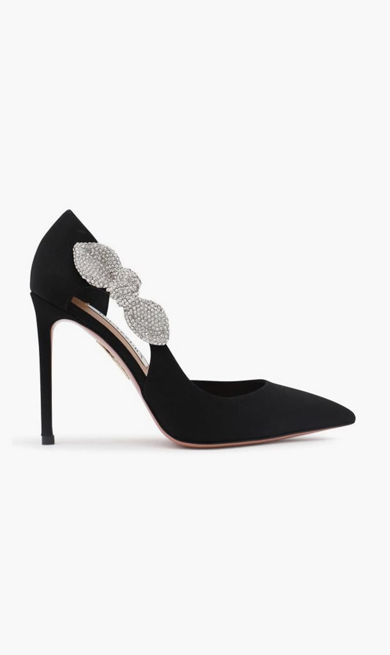 

Aquazzura Firenze Black Very Bow Tie Crystal Pumps for Women | The Deal Outlet
