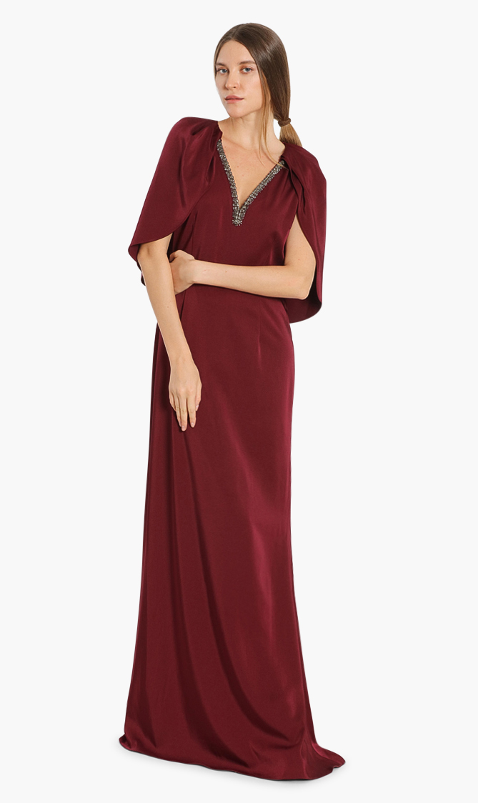 

David Meister Meister Cape Sleeves Jewel Dress