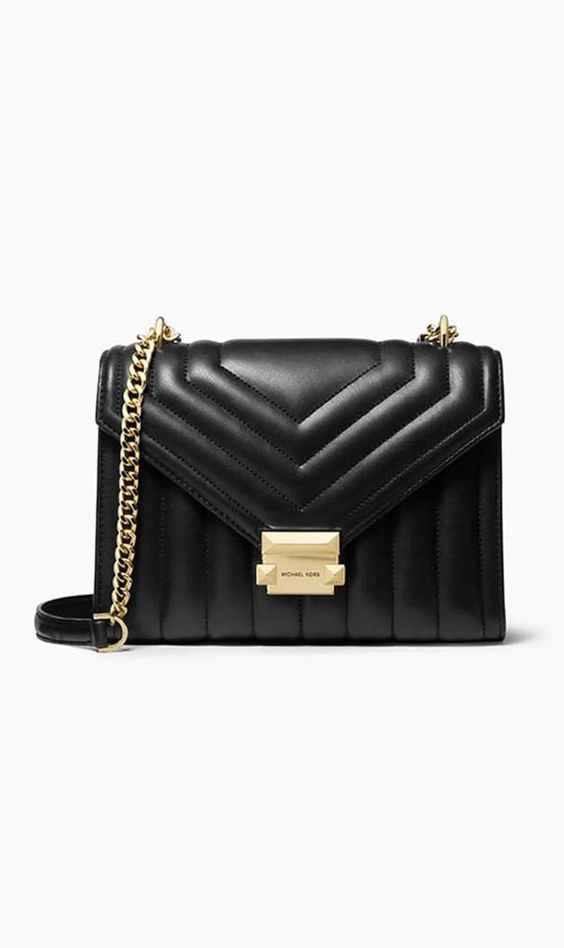 

Michael Kors Black Whitney Medium Quilted Shoulder Bag for Women | The Deal Outlet