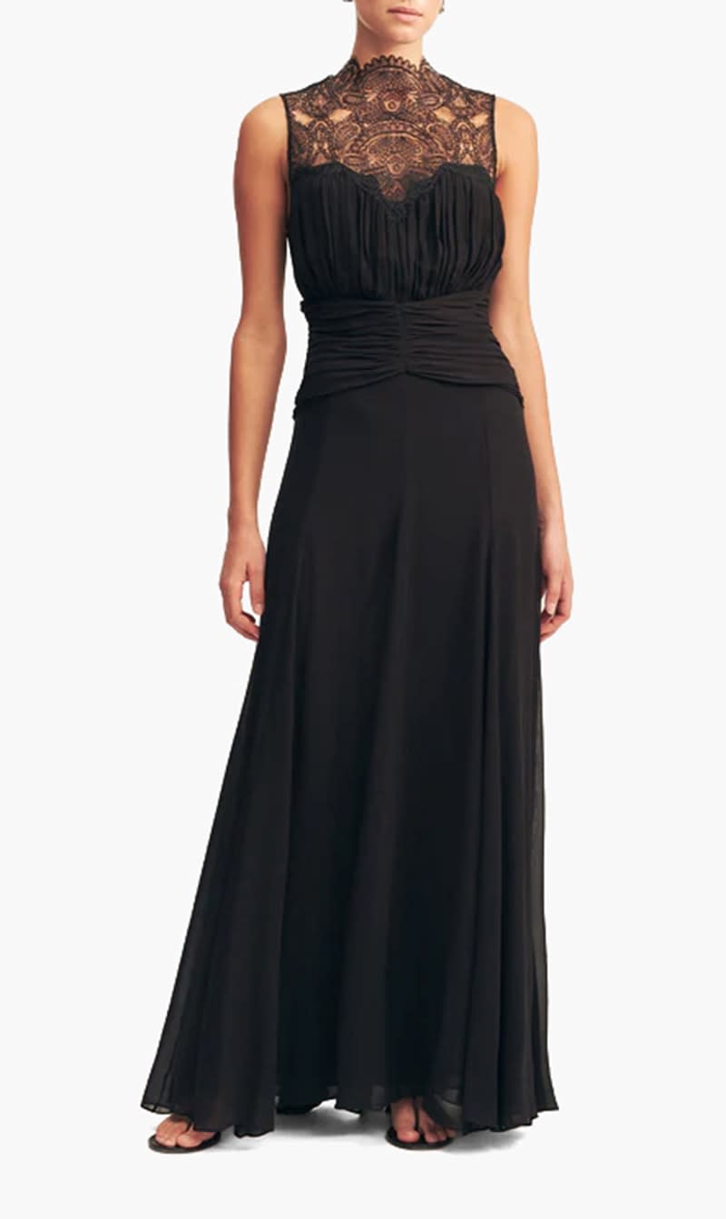

Shona Joy Black Emory Lace Sleeveless Maxi Dress for Women | The Deal Outlet