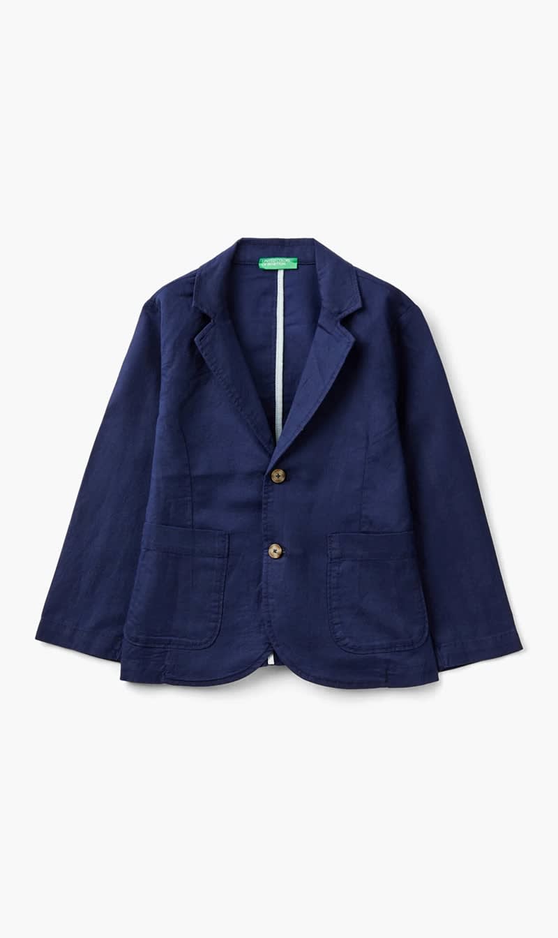 United Colors Of Benetton Blue Linen Blend Blazer for Boys
