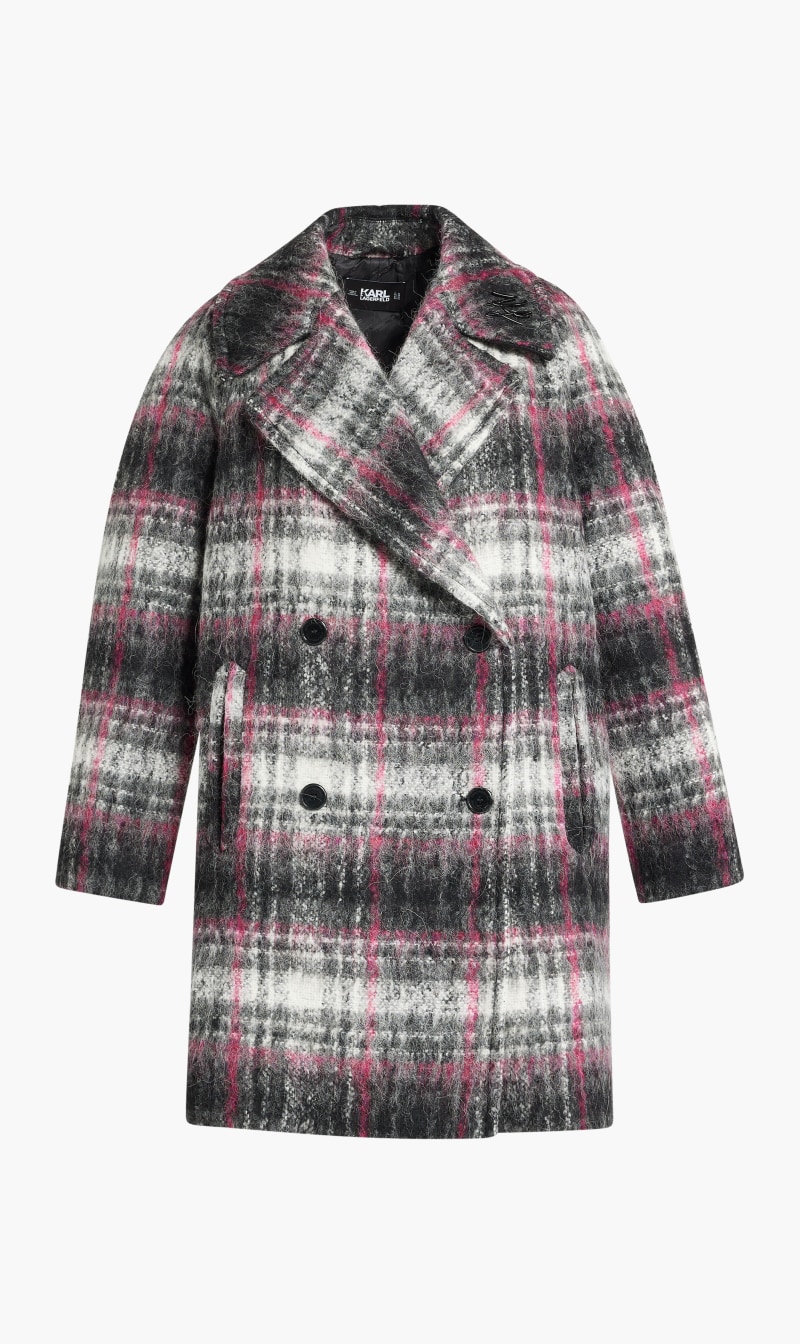 

Karl Lagerfeld Grey Check Tailored Coat for Women | The Deal Outlet