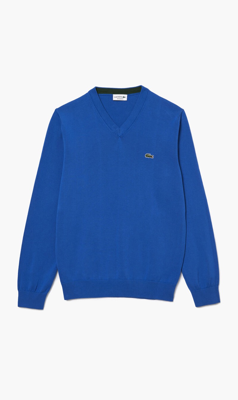 

Lacoste Blue V Neck Organic Cotton Sweater for Men | The Deal Outlet