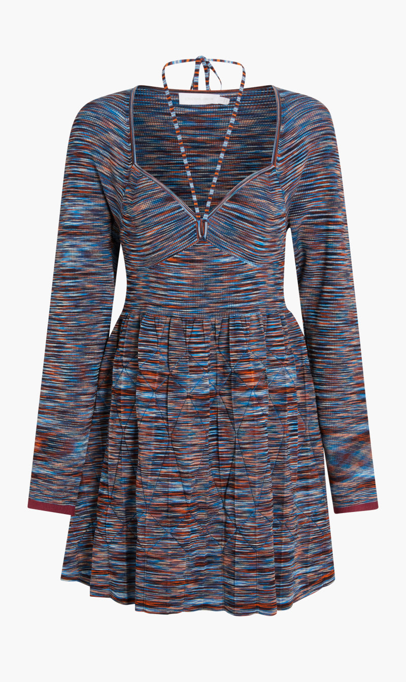 

Jonathan simkhai selene pleated space dye l/ sweetheart mini dress | the deal outlet, Multi-color