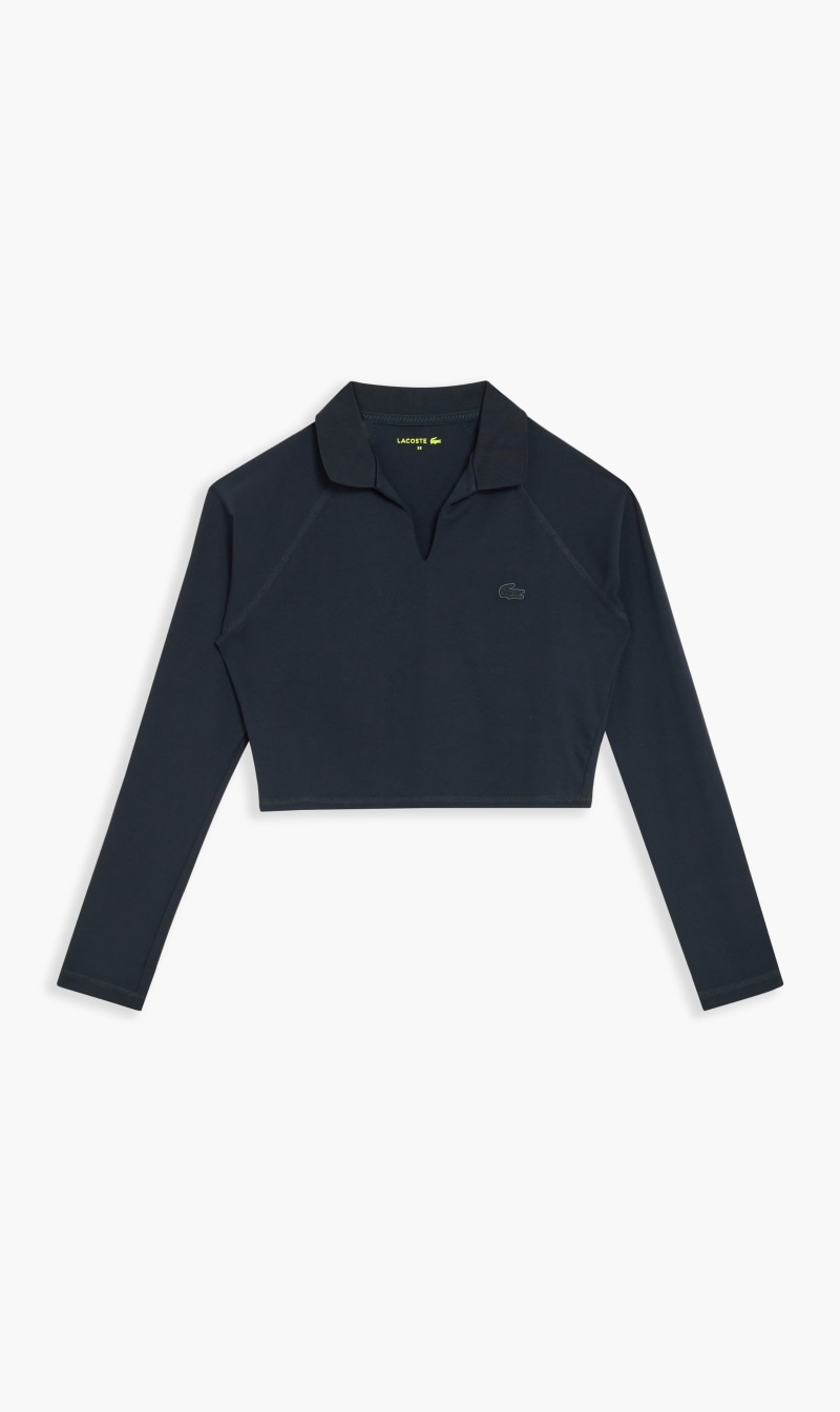 

Lacoste Black Ribbed Collar Shirt for Women | The Deal Outlet