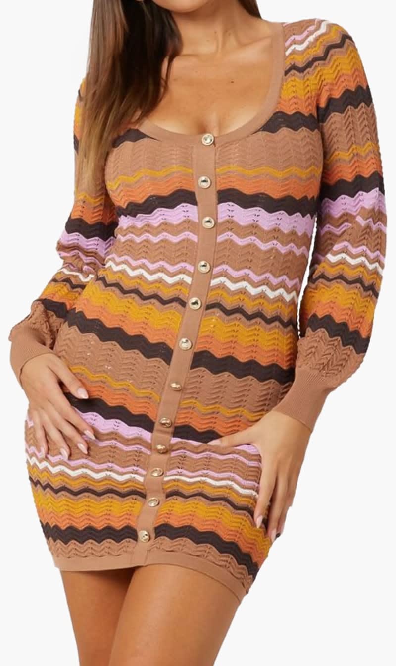 

Guess Beige Virginia Chevron Dress Swtr for Women | The Deal Outlet