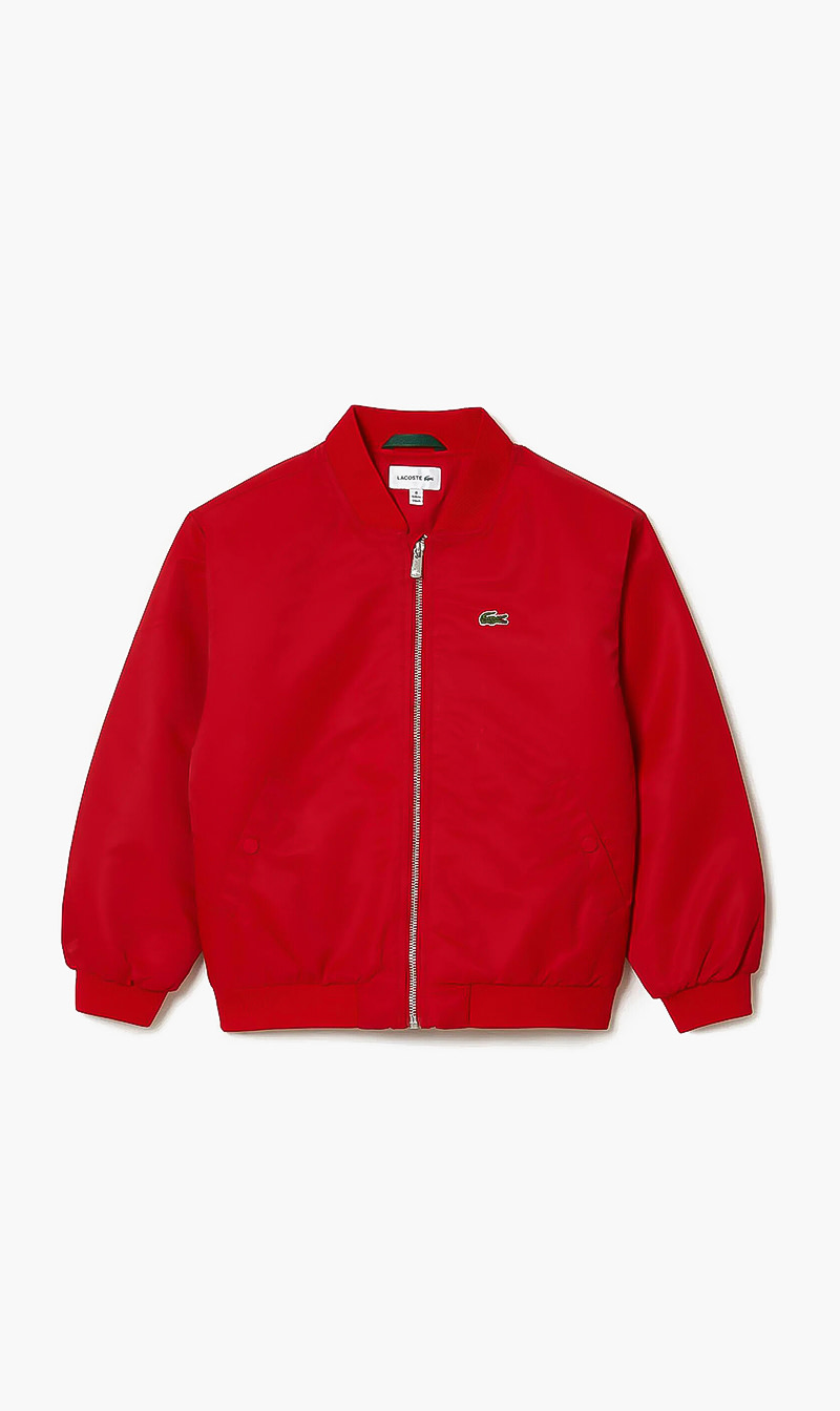 

Nylon Colour Block Teddy Jacket, Red