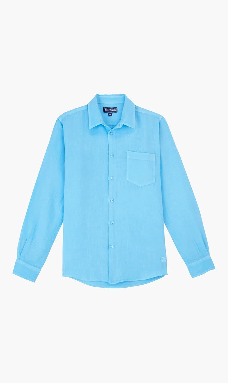 Vilebrequin Light Blue Caroubis Su24 Chemise Palace for Men