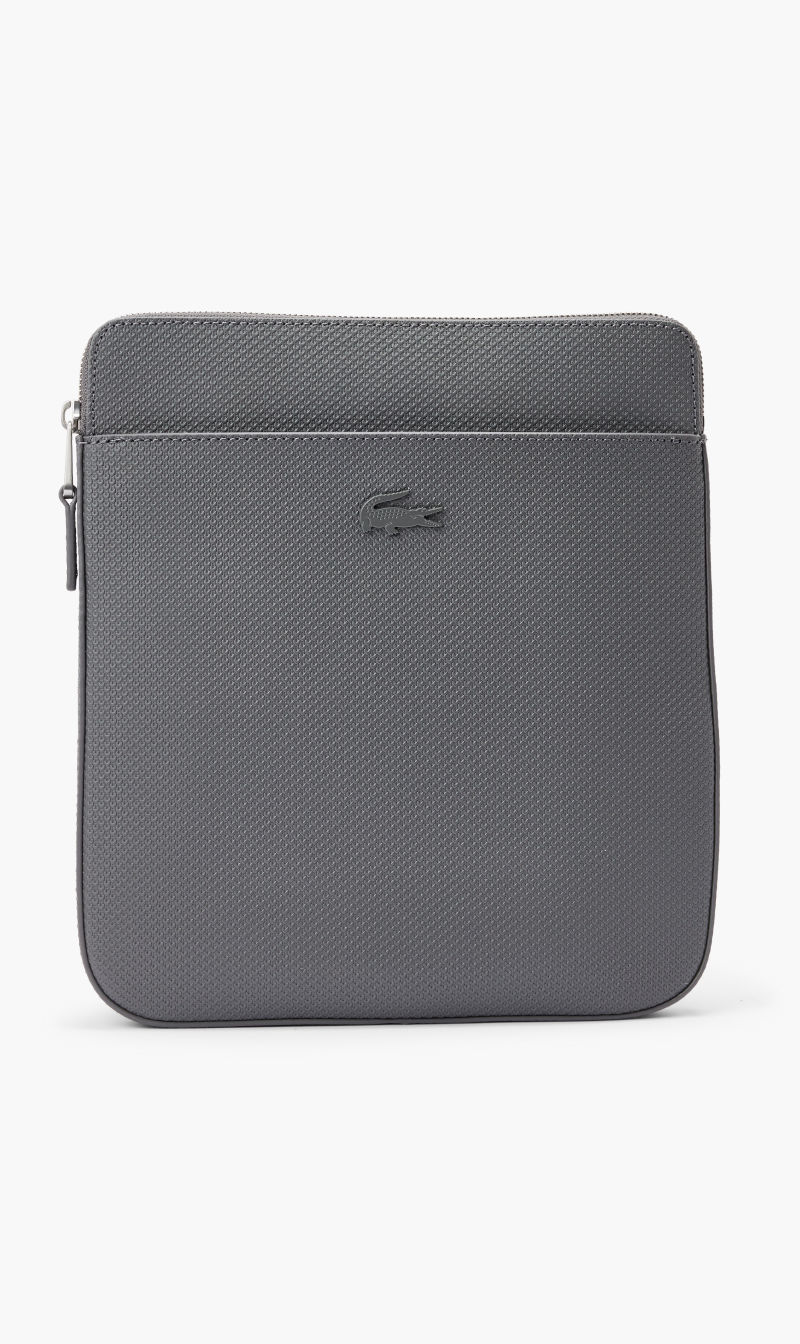 

Flat Leather Crossbody Bag, Grey
