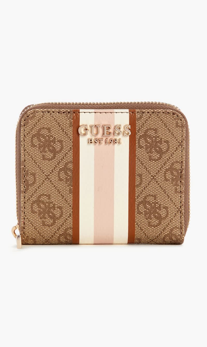 

Guess Brown Laurel Small Zip Around Wallet for Women | The Deal Outlet