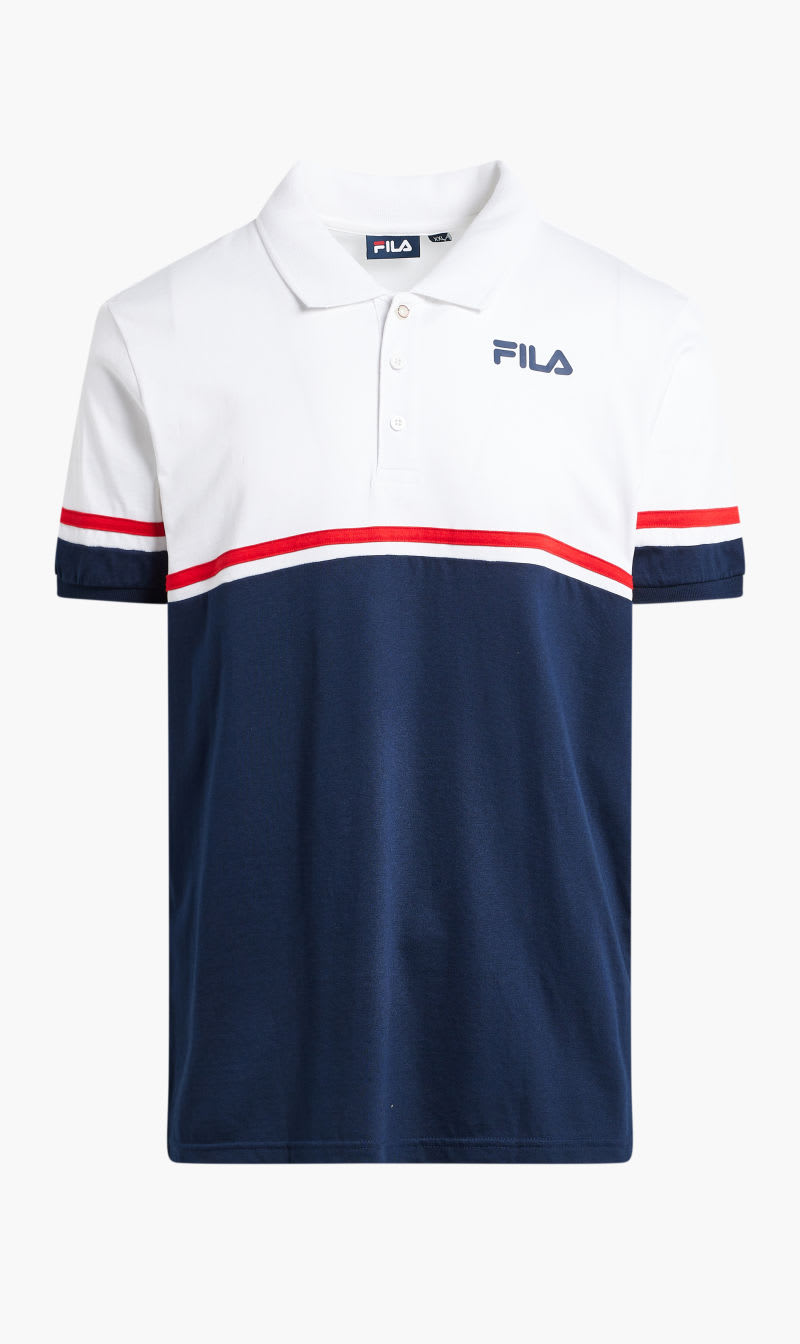 

Fila Blue Colour Block Polo Shirt Flat Print for Men | The Deal Outlet