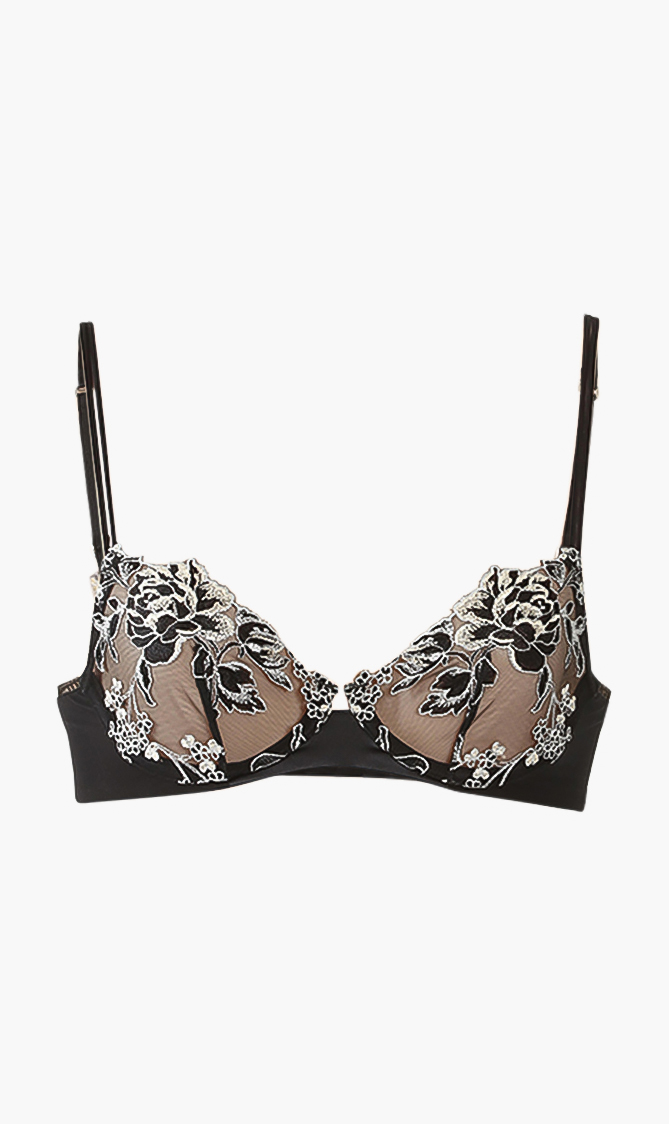 

Peony Floral Lace Underwire Bra, Black