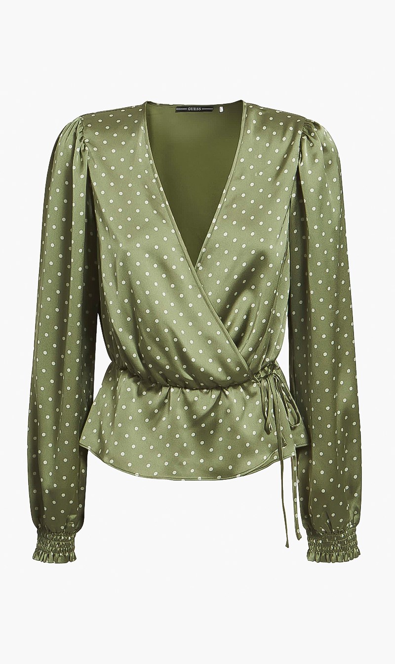 

Guess Wrap Design Polka Dot Top