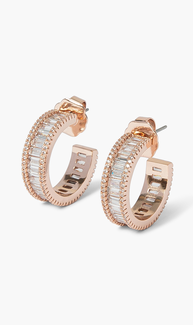 

Cz By Kenneth Jay Lane Round Baguette Hoops
