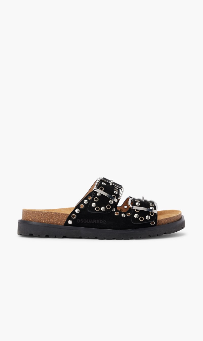 

Dsquared2 Black Flat Base Sandals for Men | The Deal Outlet