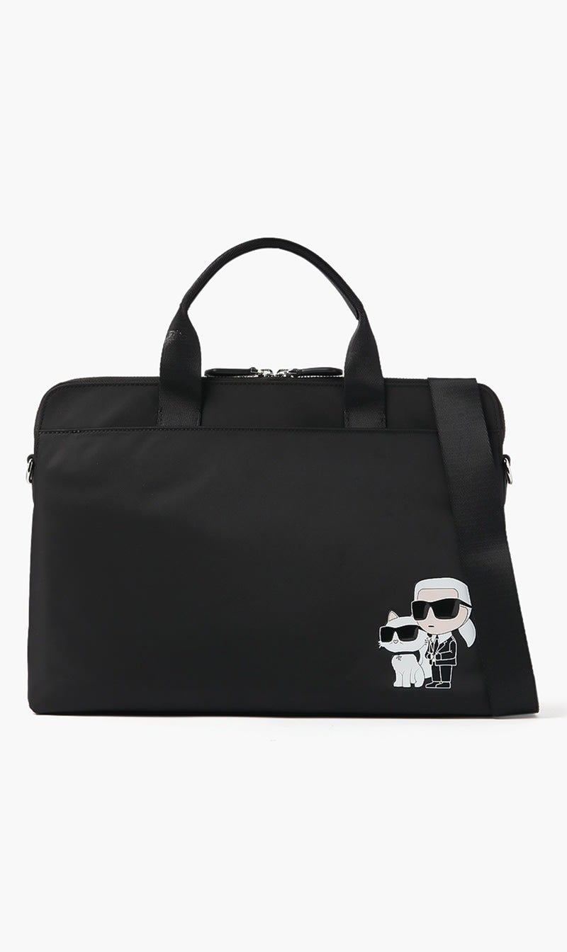 

Karl Lagerfeld Black Ikonik Laptop Bag for Men | The Deal Outlet