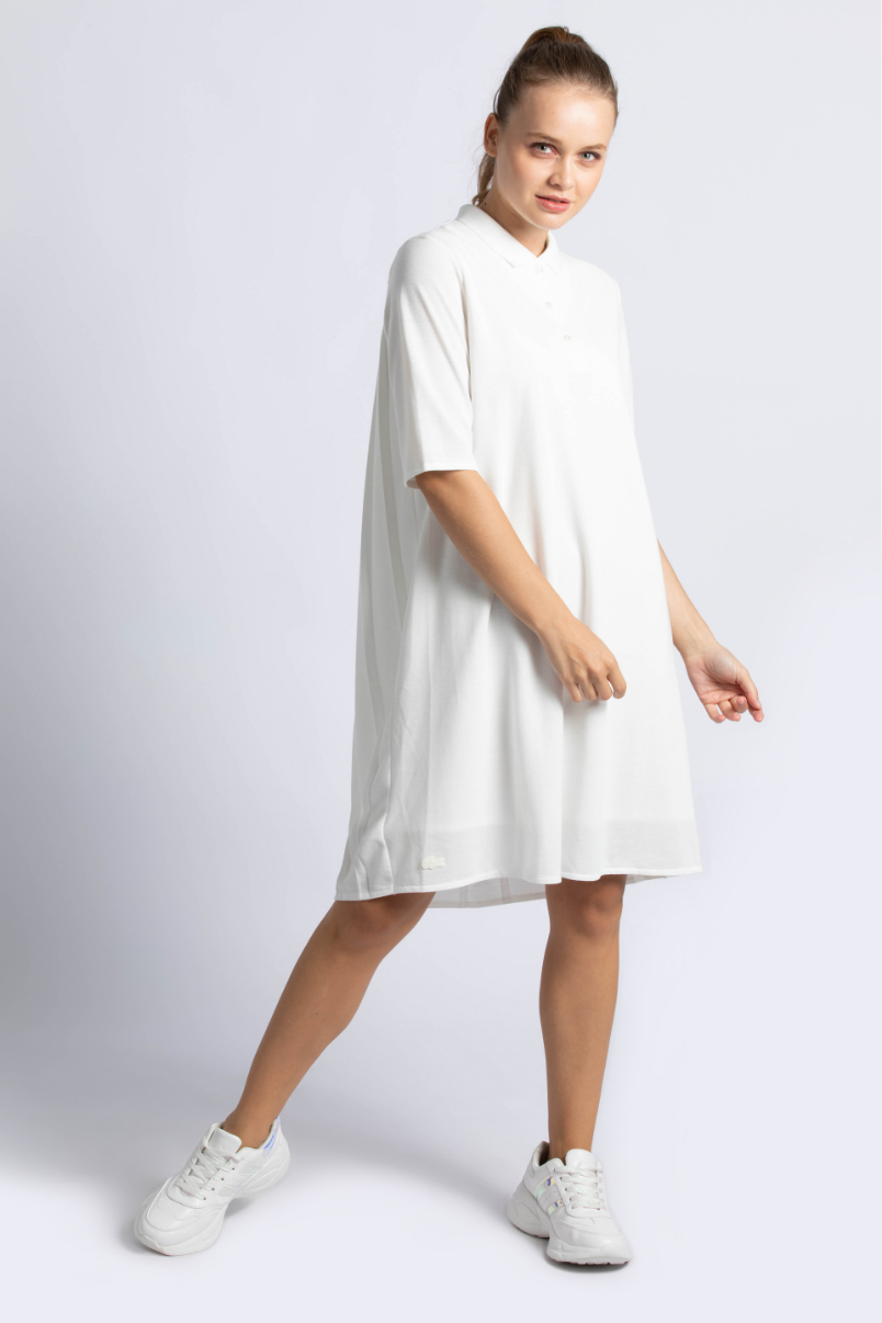 

LACOSTE Pleated Back Petit Piqué Polo Shirt Dress