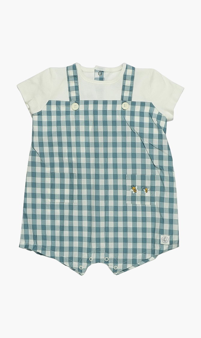

Petit Bateau Checked Poplin Playsuit