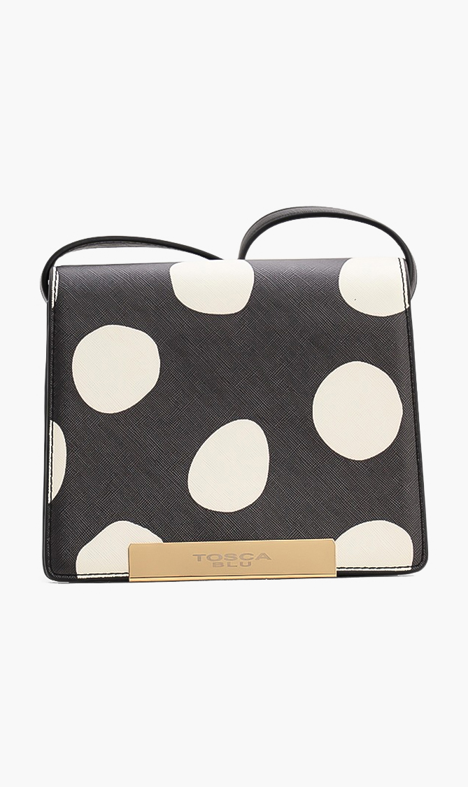 

Tosca Blu Polka Dots Print Leather Crossbody Bag