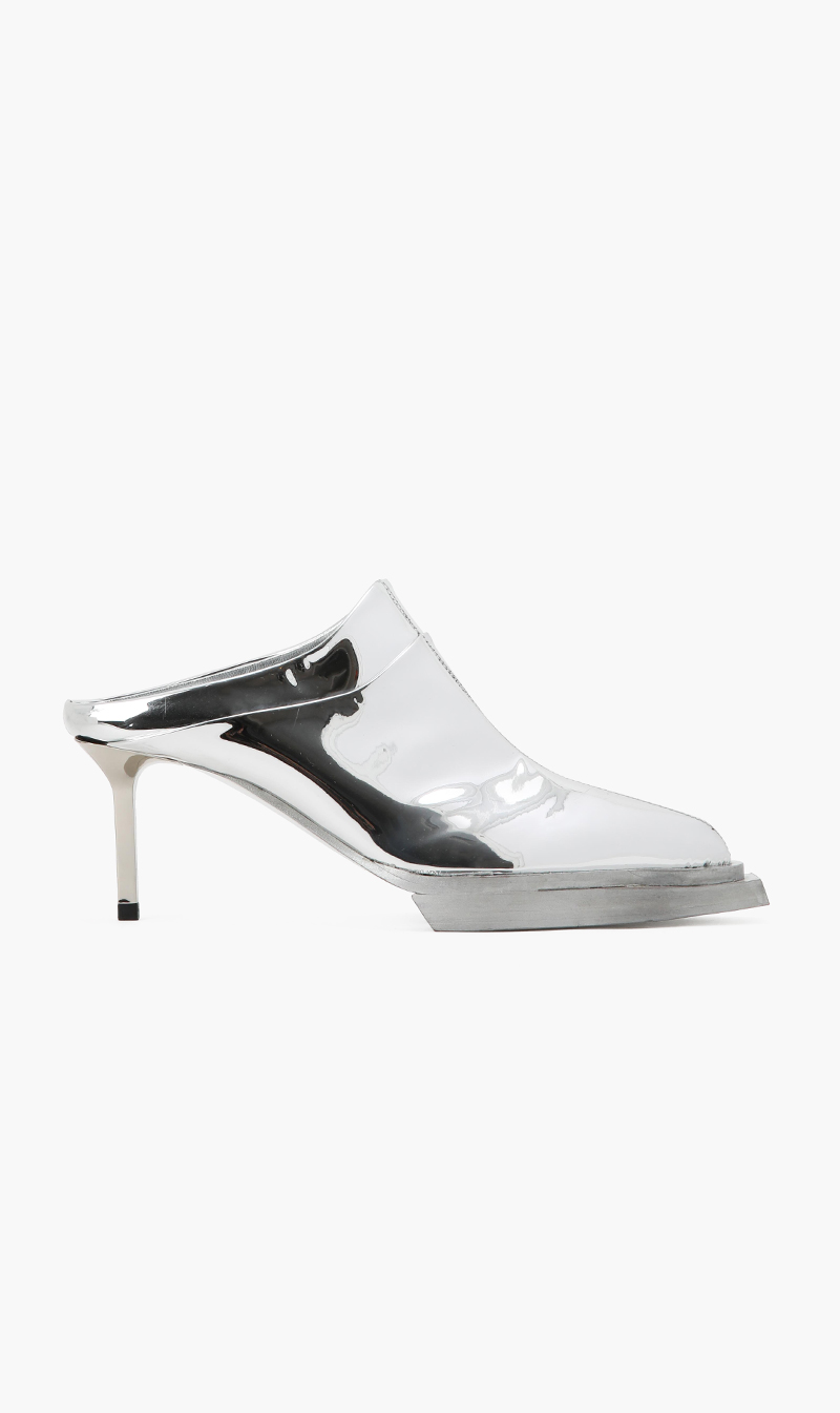 

Dagger Stiletto Mules, Silver