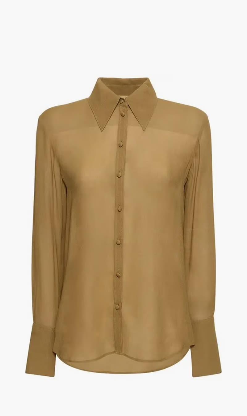 

Tory Burch Green Cuffed Viscose Shirt for Women | The Deal Outlet