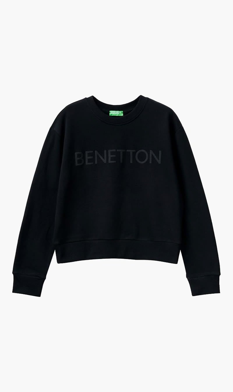 United Colors Of Benetton Black Logo Sweashirt for Women