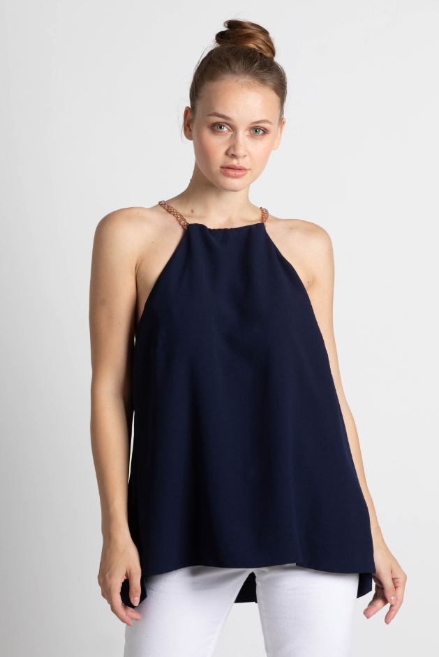 

Chain Detail Wrap Back Top