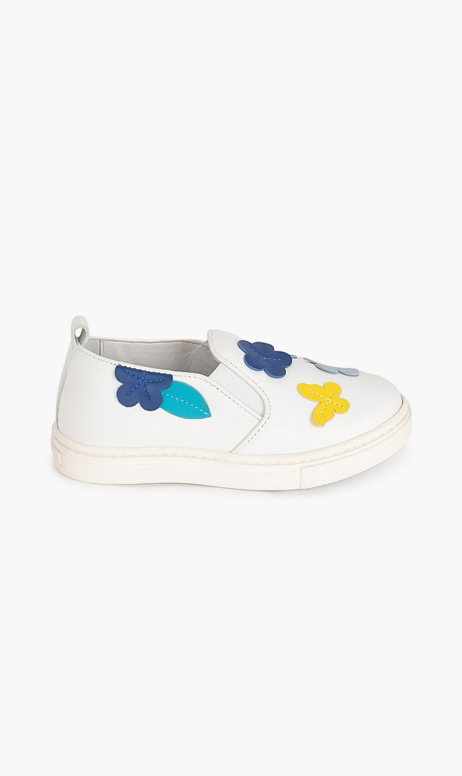 

Il Gufo Flower Patch Leather Slip-on Sneaker