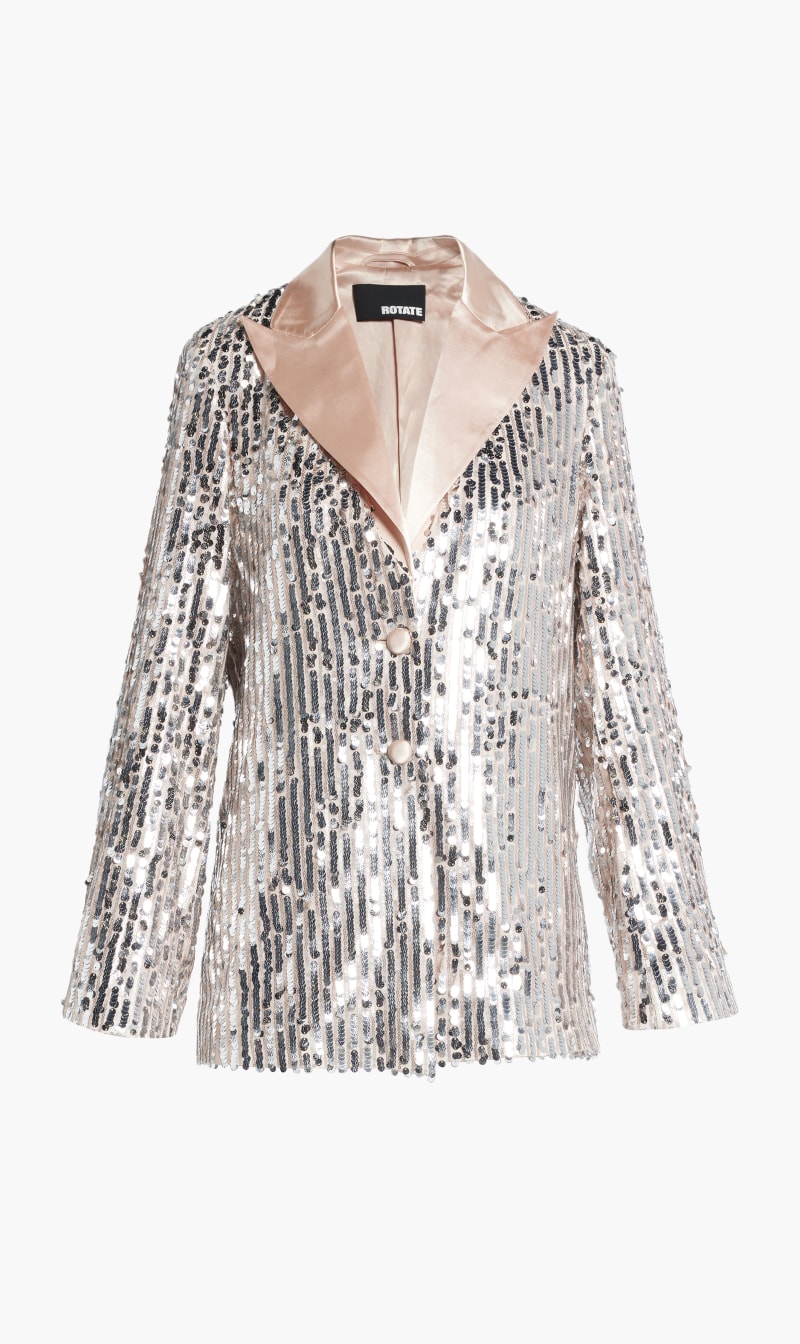 

Rotate Birger Christensen Silver Sequin Blazer for Women | The Deal Outlet